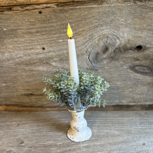 White Rustic Taper Candle Holder