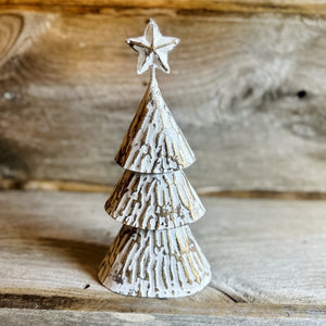 White and Gold Metal Christmas Tree