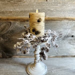 Flocked Pinecone Candle Ring
