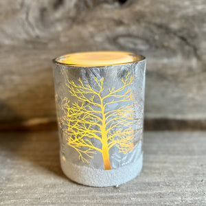 Silver Tree Silhouette Candle Holders