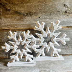 Snowflake Wood Shelf Sitters