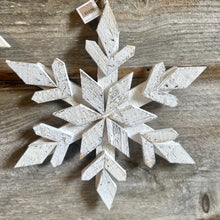 Load image into Gallery viewer, Rustic Whitewashed Wood Snowflakes
