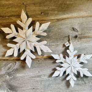 Rustic Whitewashed Wood Snowflakes