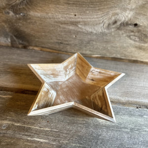 Whitewashed Wood Star Display Tray