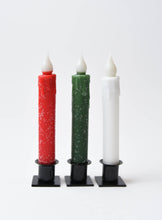 Load image into Gallery viewer, Diamond Dusted Christmas LED Timer Taper Candle
