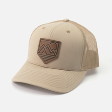 Load image into Gallery viewer, Range Sunset Hat | Leather Patch Trucker Hat
