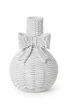 Load image into Gallery viewer, Bowed Beauties Basket Weave Pattern White Vases
