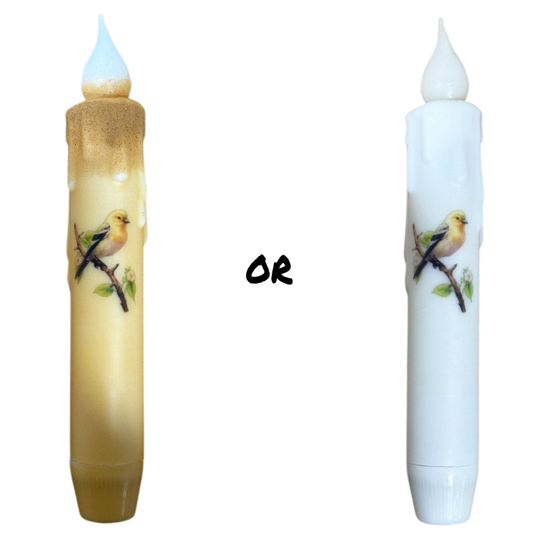 Gold Finch Spring Bird Battery Operated Timer Taper Candles