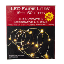 Load image into Gallery viewer, 16.3' Battery Operated 50L Warm White Fairy LED Silver Wire Light Set
