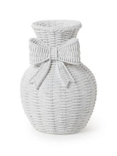 Load image into Gallery viewer, Bowed Beauties Basket Weave Pattern White Vases

