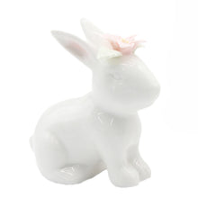 Load image into Gallery viewer, Porcelain Bunny Taper Holder and Flower Head Bunny Figurines
