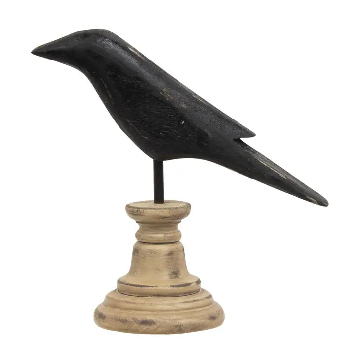 Wooden Crow Pedestal