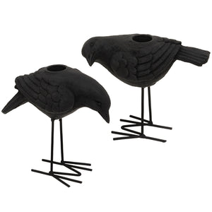 Black Metal Crow Taper Holder