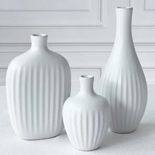 Load image into Gallery viewer, White Textured Ceramic Minimalist Vase
