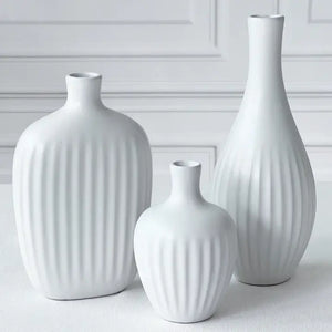 White Textured Ceramic Minimalist Vase