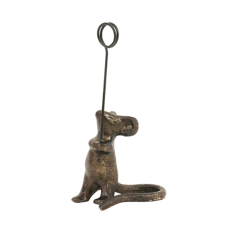 Bronze Cast Iron Mouse Card Holder