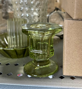 Hexagon Glass Taper Candle Holders