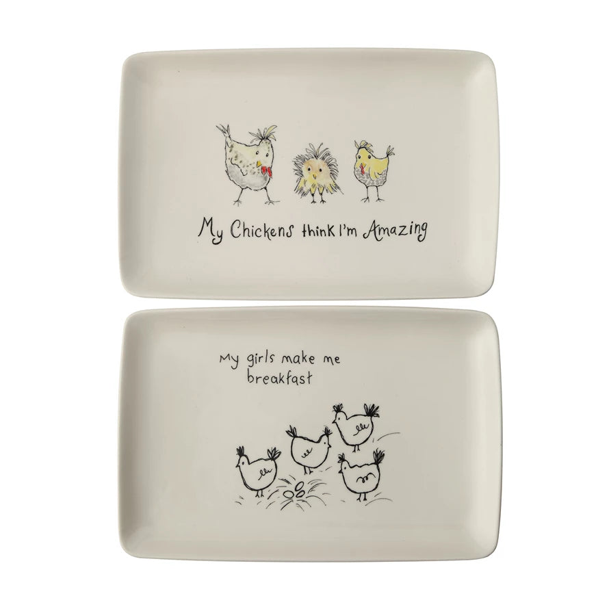 Platter with Chickens and Sayings