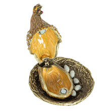 Load image into Gallery viewer, Enameled Metal Hen on a Nest Trinket Box
