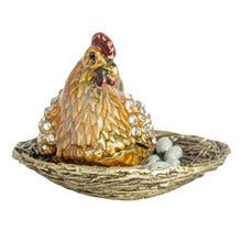 Load image into Gallery viewer, Enameled Metal Hen on a Nest Trinket Box
