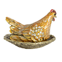 Load image into Gallery viewer, Enameled Metal Hen on a Nest Trinket Box
