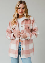 Load image into Gallery viewer, Pink, Tan &amp; Cream Plaid Jacket

