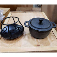 Load image into Gallery viewer, Cast Iron Pot w/ Lid and Stand NOW FOOD SAFE!
