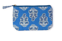 Load image into Gallery viewer, Blue Block Print Multipurpose Pouches
