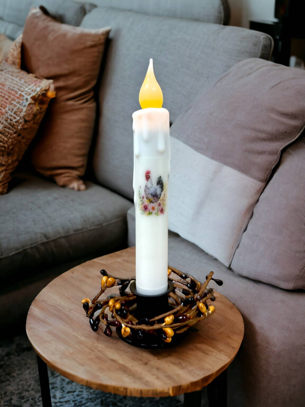 Hen Farm LED Battery Operated Timer Taper Candles