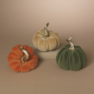 Flocked Harvest Pumpkins