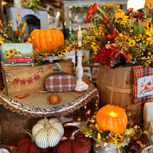 Load image into Gallery viewer, Orange Pumpkin Carved Moving Flame LED Candle
