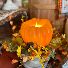 Load image into Gallery viewer, Orange Pumpkin Carved Moving Flame LED Candle
