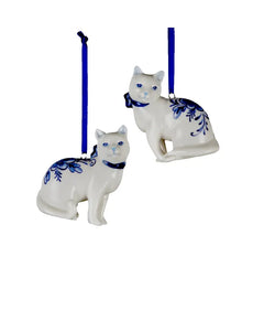 Delft Blue Cat Ornament