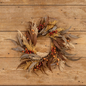 18" Mixed Wheat & Berry Wreath