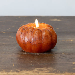 Orange Pumpkin Candle with 3D Flame
