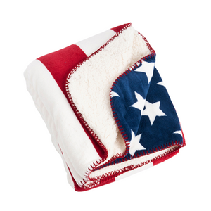 US Flag Design Sherpa Throw