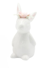 Load image into Gallery viewer, Porcelain Bunny Taper Holder and Flower Head Bunny Figurines
