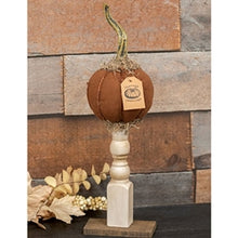 Load image into Gallery viewer, Primitive Mossy Top Pumpkin on Pedestal
