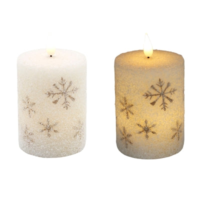 Snowflake LED Pillar Candles