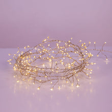 Load image into Gallery viewer, 8' 240L Warm White Fairy Twinkle LED Silver Wire Cluster Garland
