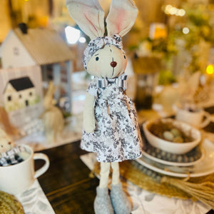 Standing Bunnies in Dresses and Overalls