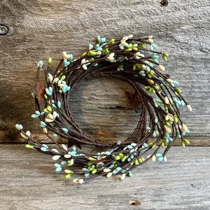 Mint and Teal Pip Berry and Rustic Star Candle Ring