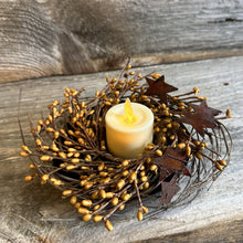 Load image into Gallery viewer, Pip Berry and Rustic Stars Grapevine Base Candle Ring
