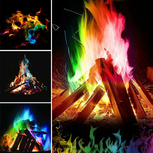 Add colorful dancing flames to your indoor or outdoor wood fire with these Cosmic Magical Flames!