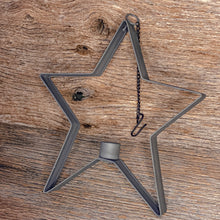 Load image into Gallery viewer, Our primitive hanging metal star candle holders are a beautiful way to showcase our Everyday Timer Tapers!

