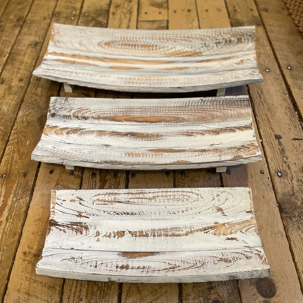 Rustic White Curved Wood Trays