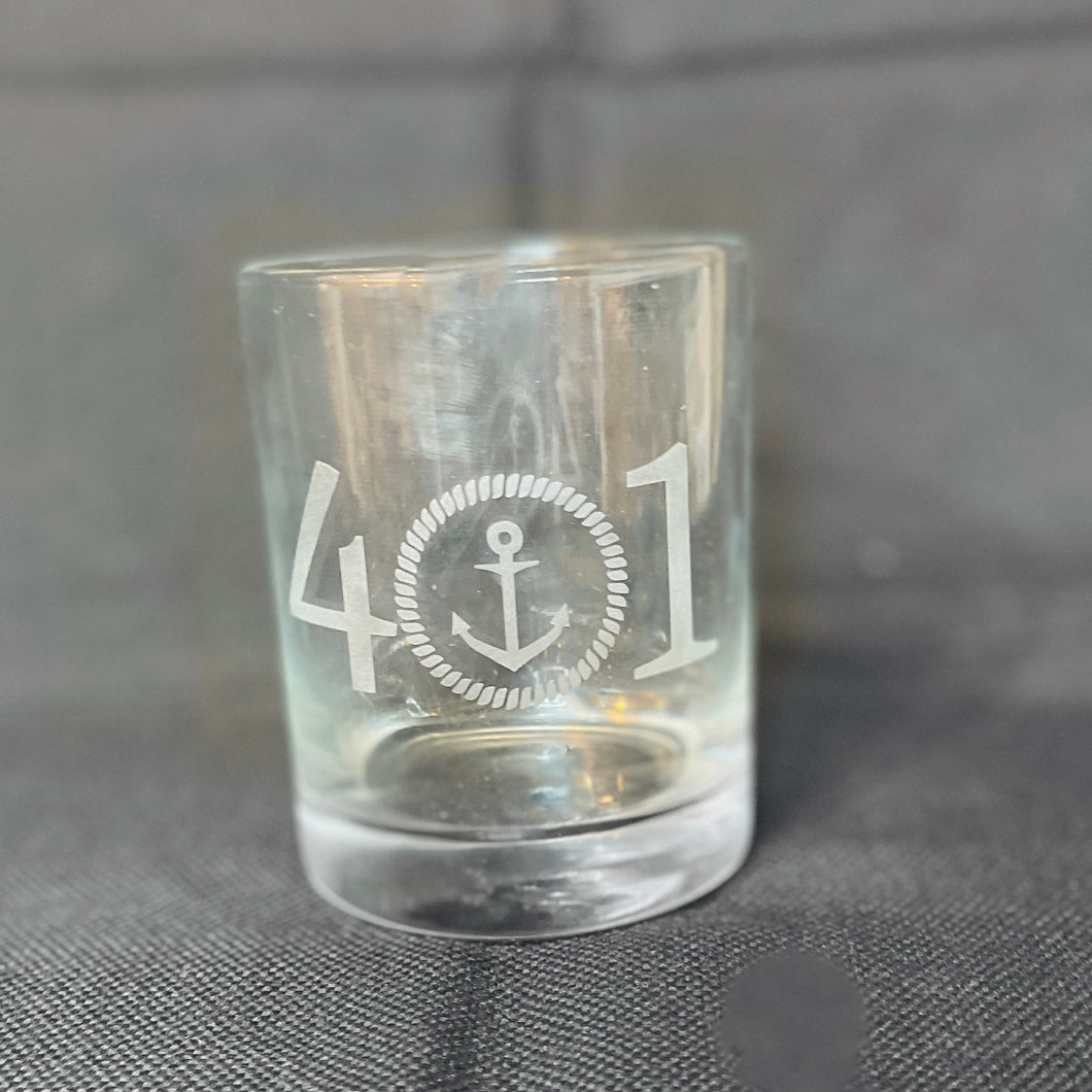 401 Rhode Island Etched Whiskey Glass