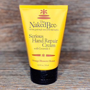 Time to seriously repair your hands with The Naked Bee Serious Hand Repair Cream, available in two signature scents!  Coconut & Honey and Orange Blossom Honey