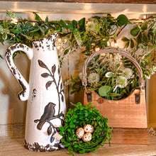 Load image into Gallery viewer, These beautiful White Rustic Ceramic Bird Pitchers are a stunning way to display our faux floral bouquets. 
