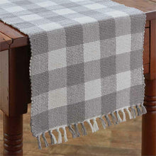 Load image into Gallery viewer, Add a country touch to your table with the Wicklow Natural Buffalo Check Yarn Table Runner. 
